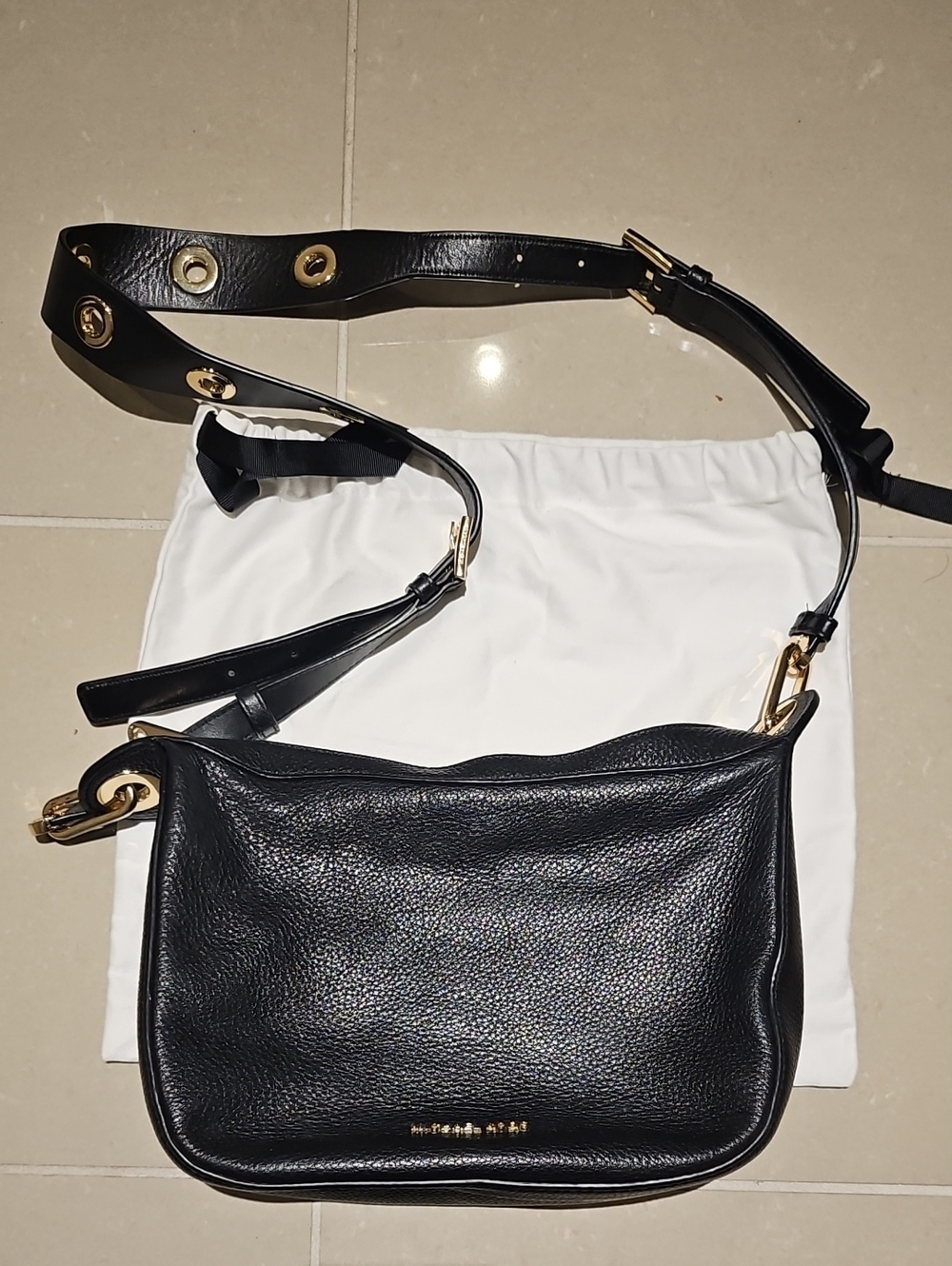 Michael Kors Black Leather Crossbody with Gold Hardware